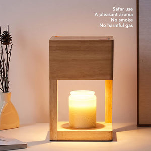 Wooden Electric Candle Warmer with Dimmable Switch & Timer