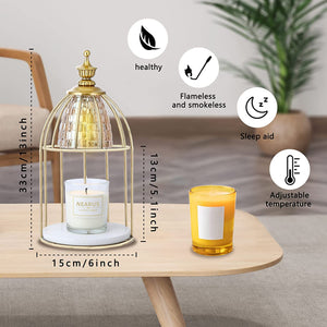 Black Cage with Marble Base Electric Candle Warmer with Dimmable Switch & Timer