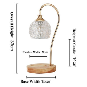 Crystal Shade with Wooden Base Electric Candle Warmer with Dimmable Switch & Timer
