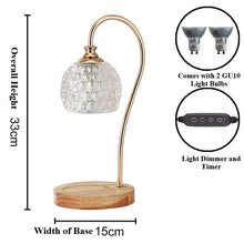 Load image into Gallery viewer, Crystal Shade with Wooden Base Electric Candle Warmer with Dimmable Switch &amp; Timer