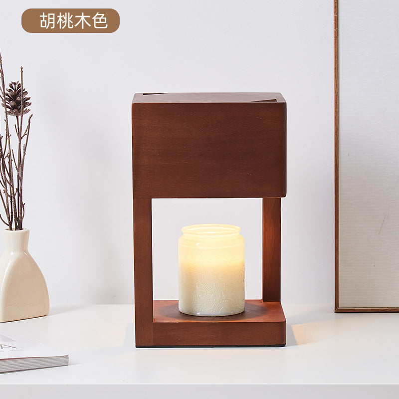 Wooden Electric Candle Warmer with Dimmable Switch & Timer