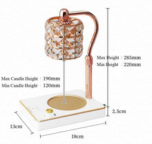 Load image into Gallery viewer, Rose Gold Crystal Shade with Metal Base Electric Candle Warmer with Dimmable Switch , Adjustable Height &amp; Timer